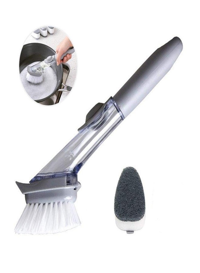 PRETOX Kitchen Dish Bowl Cleaning Decontamination Long Handle Cleaning Wok Brush Scrubber with Extra 2 Refill | Dish Wand Brush Set || Liquid Soap Dispenser Tool || Dish Bowl Washing Sponge - Image 1
